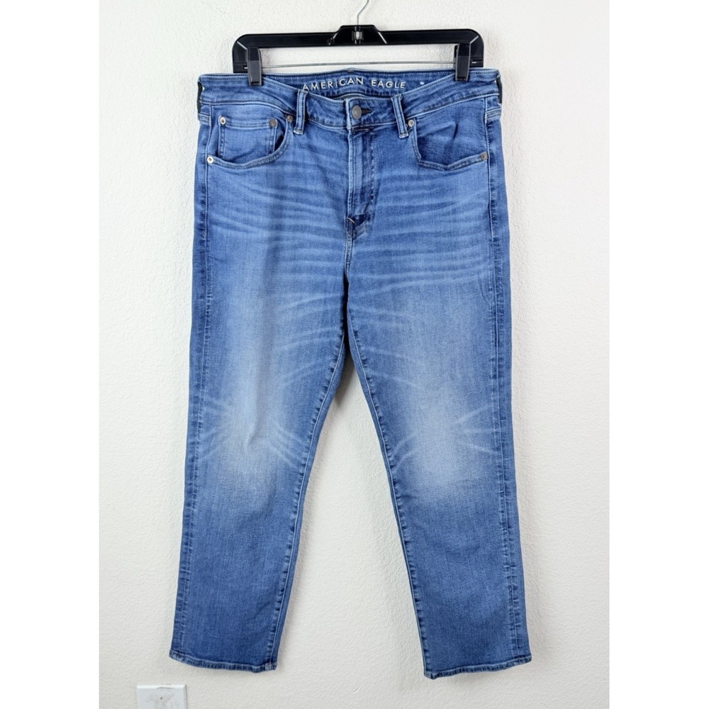 American Eagle AirFlex+ Original Straight‎ Jeans Men's 34x30 Light Wash Stretch